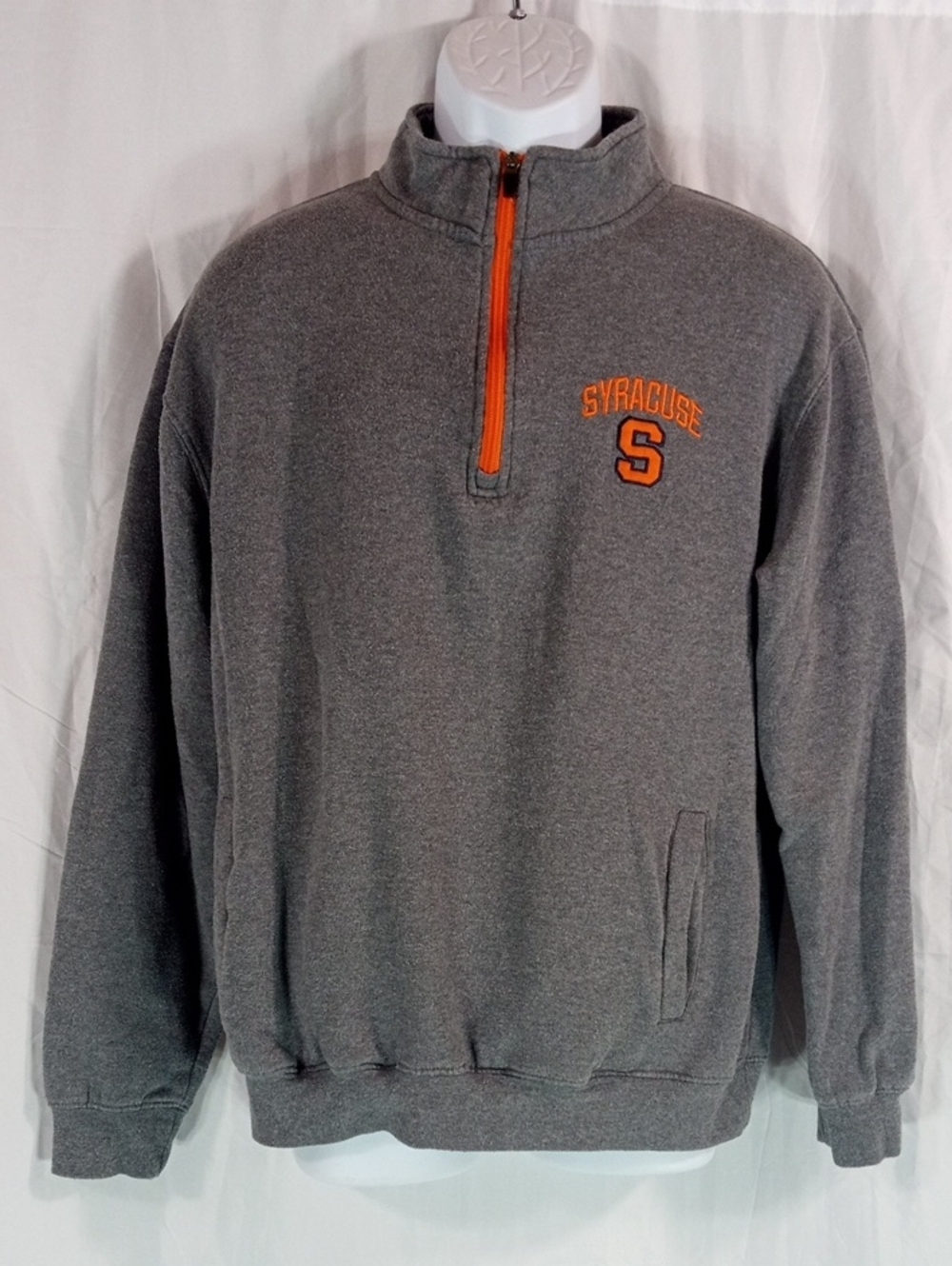 Colosseum Syracuse Gray Quarter-Zip Pullover with Orange Trim Size Large